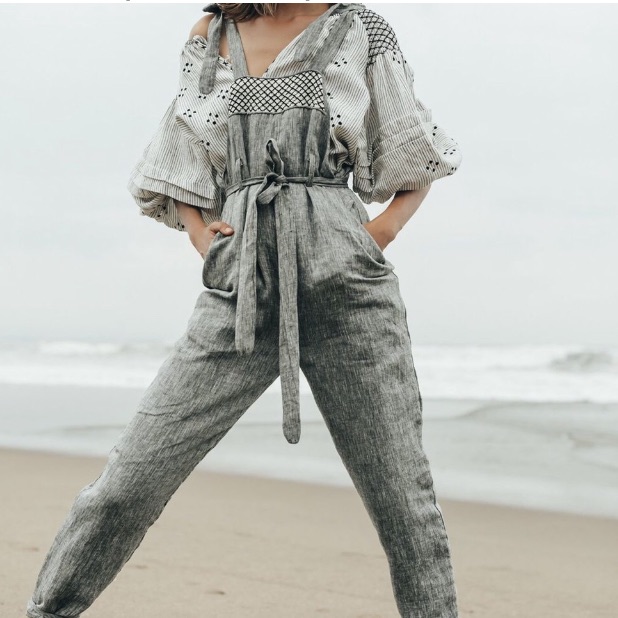 Innika Choo Gray Fava Rutfrend Linen Overalls Sz. 3 (Us-L) Nwt — image 3 of 8